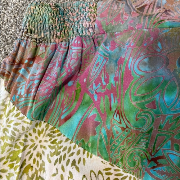 Santiki Patchwork Printed Gypsy Boho Indonesian Midi Skirt Size Small - Picture 5 of 10
